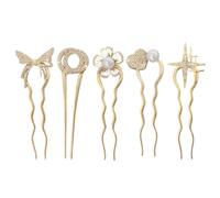 Palillo de pelo vintage u alfiler - Clips de horquilla de pelo vintage, pinzas para el cabello en forma de U, elegantes y elegantes pinzas de metal para peinados de 5x