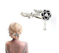 palillo del pelo, Clip francés Twist N, pasadores deslizantes, clip for el cabello, horquillas for fijar moños, borlas de flecos de perlas de camelia, horquilla de una palabra, accesorios for mujeres
