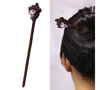 palillo del pelo, Palillos de madera vintage for cabello largo, hechos a mano, for moños, horquilla de estilo retro chino con borla de jade for mujeres y niñas,(Flower2)