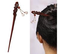 palillo del pelo, Palillos de madera vintage for cabello largo, hechos a mano, for moños, horquilla de estilo retro chino con borla de jade for mujeres y niñas,(Flower1)