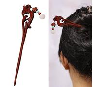 palillo del pelo, Palillos de madera vintage for cabello largo, hechos a mano, for moños, horquilla de estilo retro chino con borla de jade for mujeres y niñas,(Phoenix)