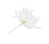 Palillos Chinos Pelo 2 horquillas tradicionales con plumas de pavo real for mujer, aleación larga, forma abanico flores, accesorios for el cabello, joyería(White)