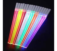 Palillos con luz LED, 2 pares de palillos de sable de luz con 9 modos de color, reutilizables y sin BPA, sushi luminoso para cocina, cena, fiesta, carnaval, vacaciones y Halloween