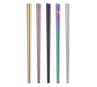 Palillos de acero inoxidable Serie de palillos reutilizables Multicolor Ligero 304 Palillos de metal Palillos de metal 5 pares de regalo