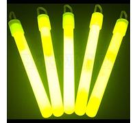 Palillos de brillo al por mayor, 100 palillos de luz amarillos de 4 pulgadas, color brillante, a los niños les encantan. Resplandor de 8 a 12 horas, vida útil de 2 años, embalaje resistente, marca GlowWithUs