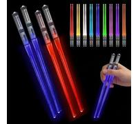 Palillos de comida de Star Wars, sable de luz, 2 pares, 9 colores, palillos luminosos para sushi, sin BPA, lavables y reutilizables