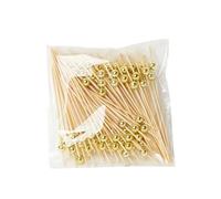 palillos de dientes, 1000pcs Love Heart Bamboo Pick Buffet Food Cupcake Fruit Cocktail Fork Dessert Salad Stick(12cm glod)