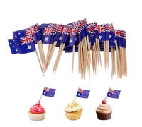 Palillos de dientes con bandera americana, 100 unidades, mini banderas de Australia en palos, banderas de alimentos, palillos de dientes, adornos para magdalenas, mini de cóctel, d