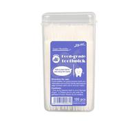 Palillos de dientes de madera - 2.52 pulgadas, 100 piezas de palillos de dientes con sabor a 2 dientes, palillos dentales desechables, cerdas suaves para quitar manchas, herramientas de cuidado bucal