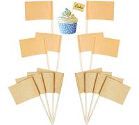 Palillos de dientes vacíos, banderas de papel kraft para cócteles, cupcakes, palillos de dientes, frutas para cupcakes, fiestas, pasteles, suministros de alimentos (200 unidades)