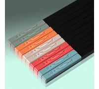 Palillos de fibra de vidrio, 5 pares de palillos antideslizantes aptos para lavavajillas palillos reutilizables de 9.5 pulgadas/24 cm estilo japonés chino coreano palillos salto de pescado negro