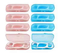 Palillos de hilo dental, dispensador de hilo dental portátil, soporte de viaje, organizador de maleta, organizador de hilo dental recargable, recipiente de 80 púas, enhebrador de hilo dental para