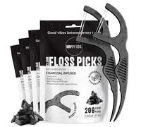Palillos de hilo dental natural (200), veganos, sostenibles, reutilizables para adultos y niños con palillos de dientes, removedor de placa para limpieza de dientes, palillo de dientes