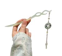 Palillos de madera de estilo chino vintage para mujeres y niñas, horquilla de pelo con borla de luna, Hanfu, accesorios para el cabello (estilo 4)
