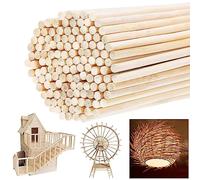 Palillos de madera redondos, 150 unidades de 300 mm x 4 mm, para manualidades, bastones de madera para manualidades, tacos de madera para proyectos de arte, manualidades de decoración, modelos