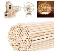 Palillos de Madera Redondos, 150 Unidades de 300 mm x 4 mm, Para Manualidades, Tacos de Madera para Proyectos de Arte, Manualidades de Decoración, Palo Redondo Ultra Suave ManualidadesManualidades
