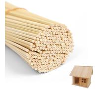 Palillos de madera redondos, 300 unidades, redondos, naturales, de algodón de azúcar, redondos, para manualidades, manualidades y bricolaje (300 mm x 3 mm)