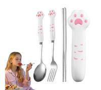 Palillos De Patita De Gato - Set de Palillos Cucharas y Tenedores - Conjunto Reutilizable Para Niños Y Adultos En Casa Viajes Senderismo Pesca