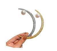 Palillos de Pelo 2 horquillas de media luna con forma de luna for mujer, de metal, for coleta, tocado, joyería for niña.(Color-04)