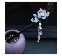 Palillos de pelo 2 horquillas for el pelo con forma de orquídea hechas a mano, borlas, madera vintage, for mujer para Mujeres(Color-01)