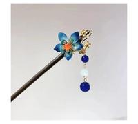 Palillos de pelo 2 horquillas for el pelo con forma de orquídea hechas a mano, borlas, madera vintage, for mujer para Mujeres(Color-18)