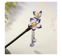 Palillos de pelo 2 horquillas for el pelo con forma de orquídea hechas a mano, borlas, madera vintage, for mujer para Mujeres(Color-04)