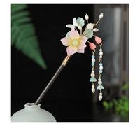 Palillos de Pelo 2 horquillas for el pelo con forma de orquídea hechas a mano, con borlas, de madera vintage, for mujer.(Color-10)