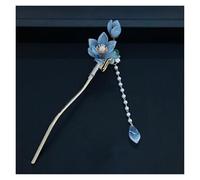 Palillos de Pelo 2 horquillas for el pelo con forma de orquídea hechas a mano, con borlas, de madera vintage, for mujer.(Color-02)