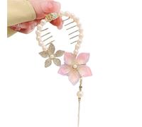 Palillos de pelo 3PC Tassel Pearl Flower Hair Clips Ponytail Buckle Claw Butterfly Bow Korean Accessories para Mujeres(Color2)