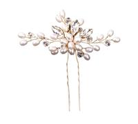 Palillos de pelo Crystal Pearl Flower Hair Pins Clips For Women Bride Jewelry Wedding Accessories Rhinestone Party Hairpin Headpiece para Mujeres(Black)