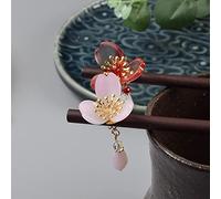 Palillos de pelo de madera for cabello largo Palillos de pelo retro for mujeres Exquisitas borlas de flores esmaltadas Palillos de madera Accesorios for el cabello elegantes hechos a mano for la vida