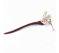 Palillos de pelo de madera for cabello largo Palillos de pelo retro for mujeres Flor de ciruelo esmaltada Borla de flores Palillos de madera Accesorios for el cabello elegantes hechos a mano for la vi