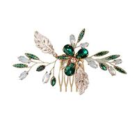 Palillos de pelo Green Crystal Sparkling Hair Comb Set Handmade Rhinestone Pearl Hairpin Wedding Headwear Jewelry Accessories para Mujeres(J7146GGREEN)