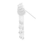 Palillos de pelo Horquilla con borla de hoja y cadena larga color dorado for mujer, estilo pavo real, chino tradicional, metal, étnico vintage, joyería for el cabello para Mujeres(Color-02)