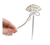 Palillos de pelo Horquilla con borlas for el pelo, estilo chino Hanfu, forma de abanico flores, for decoración cheongsam, for boda, moño nupcial, joyería para Mujeres(Color 02)