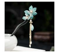 Palillos De Pelo Para Mujeres 2 horquillas for el pelo con forma de orquídea hechas a mano, borlas, madera vintage, for mujer(Color-03)