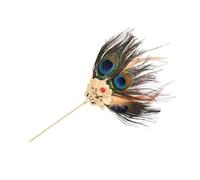 Palillos De Pelo Para Mujeres 2 horquillas tradicionales con plumas de pavo real for mujer, aleación larga, forma abanico flores, accesorios for el cabello, joyería(Red)