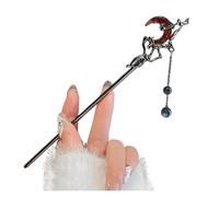 Palillos de pelo Pinza for el pelo de estilo chino con colgante luna roja, borla, palillos for, horquilla hecha a mano, accesorios joyería for cabello uso diario para Mujeres