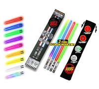 Palillos de sable de luz con luz LED brillante de Star Wars, reutilizables, sables de encendido de sushi, mango extraíble, apto para lavavajillas, 8 modos de color, 2 pares