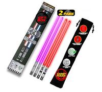 Palillos de sable de luz iluminados - Palillos de sable de luz LED - Palillos reutilizables con luz de sushi Lightup Sables Juego de 2 pares, morado y rojo