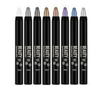 Palillos de sombra de ojos - Juego de 8 lápices cremosos de sombra de ojos resistentes al agua con brillo, ultrasuaves y difuminables para un maquillaje rápido de ojos sin migas ni borrones, color