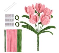 Palillos De Torsión Hechos A Mano - Palillos Borrosos Materiales De Artesanía, Flores De Limpieza De Tubos | Conjunto De Materiales Tullip Ramo Con Instrucciones, Paquete De Materiales De Flores