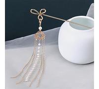 Palillos for el cabello, palillos for el cabello, horquillas chinas, horquillas for el cabello chinas de metal con flecos, accesorios for el cabello, 1 pieza (plata)(Multicolor)