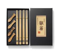 Palillos japoneses con aspecto de peces dulces, palillos para sushi, con banco de palillos, 12 piezas, bambú, para 4 personas