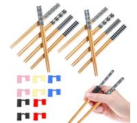Palillos japoneses de entrenamiento - Set de 10 pares reutilizables + 10 entrenadores para aprender a usar palillos, ideal para principiantes y jóvenes, con material seguro y fácil de usar para s