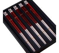 palillos japoneses palillos coreanos Palillos reutilizables de 25cm, varios estilos de palillos de plata de ley.(Color:C,Size:5 pairs)