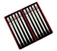 palillos, Palillos de metal for picar, 10 pares palillos cerámica alta calidad, juego con caja regalo, uso doméstico antideslizante(A)