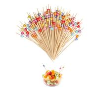 Palillos Para Aperitivos, 200 Palillos de Cóctel de Bambú,Palillos de Cóctel de Corazón de 12 cm Para Aperitivos, Pinchos de Cóctel de Bambú Para Decoración de Fiestas