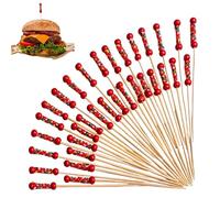 Palillos Para Cóctel - 100 Piezas De Brochetas De Frutas Con Cuentas Y Cuerda Incluidas | 12 cm para Aperitivos y ,Ideales para de Cóctel, Bodas, Bebidas, Charcutería, Frutas, Postres, Cocina y Bar