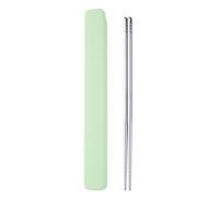 Palillos reutilizables con funda, de acero inoxidable 304 l, palillos japoneses chinos coreanos para caja Bento, picnic, oficina, aptos para lavavajillas, 9 pulgadas, color verde